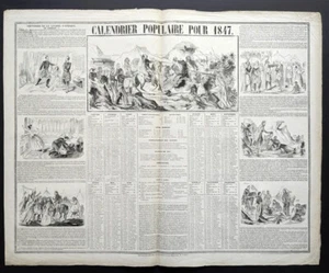 Calendrier 1847. Calendrier populaire pour 1847. 44,5 cm x 53 cm. Afrique - Imagen 1 de 1