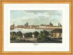Magdeburg um 1840 Sachsen-Anhalt Mittellandkanal Altes Deutschland 53 Gerahmt - Bild 1 von 1