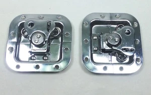 (2) Zwei Chrom kleine Schmetterlingsriegel (Split Schüssel, Vorhängeschloss) für ATA Road Cases - Bild 1 von 6