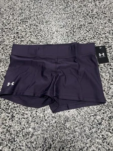 NWT Under Armour Compression Shorts Womens XL Purple Mid Rise Shorty HeatGear - Picture 1 of 3