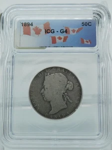1894 GRADED CANADIAN 50 CENT ~ICG G4 (BT1131) - Picture 1 of 4