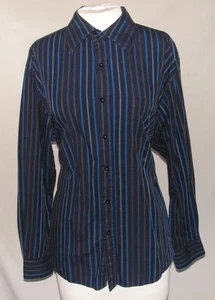 Eighty Eight Men’s Button up Shirt - Blue / Black Striped Long Sleeve - Size L  - Picture 1 of 8