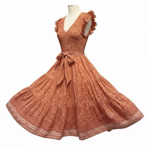 Cleobella Rita Midi Ankle Dress Medium Camara Pink Floral Cottagecore Size Smal - Bild 1 von 7