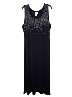 Maxi Vestido Carmen Marc Valvo Para Mujer XL Negro Tachonado Sin Mangas Gótico Cachicho Foto 1 de 4