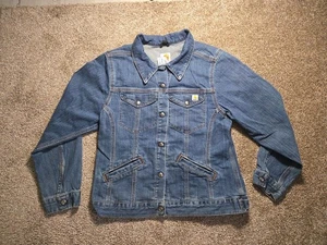 Carhartt Women’s Denim jacket Size Large L Work Casual Ranch Cowgirl  Button Up - Picture 1 of 8