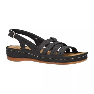 Easy Street Women Kehlani Low Wedge Slingback Sandals Size US 8W Black - Image 1 of 4