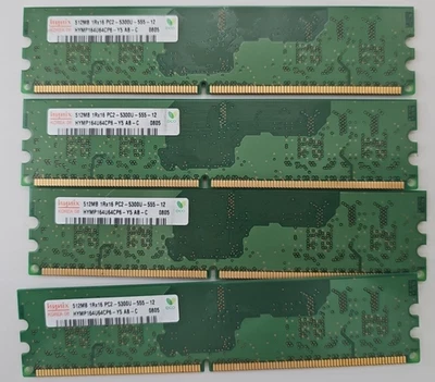 Lot of 4  Hynix 512MB 1Rx16 PC2-5300U -555-12 DDR2 desktop Memory Ram - Image 1 of 2