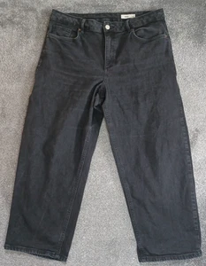 M&S Barrel Jeans Damen Größe 18 Regular Schwarz Denim Wide Leg W36 L25 - Bild 1 von 16