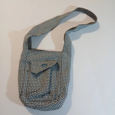 Kavu Keeper Crossbody Bag Purse Hipster Bag Blue/ Black White Knit & Canvas - Image 1 of 4