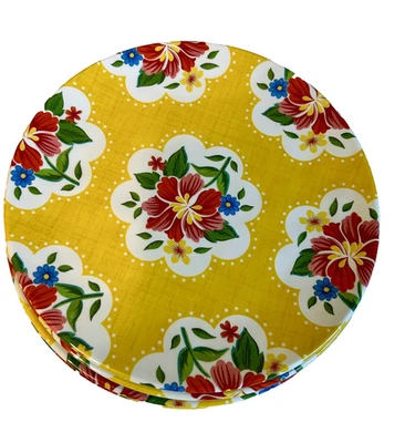 Certified International Nancy Green Yellow and Red Floral Melamine Salad Plate - Image 1 of 3