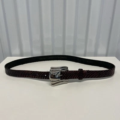 Cinturón de piel de serpiente granate de plata esterlina con cordón CeCe Kieselstein de colección 1983 26-29 Foto 1 de 4