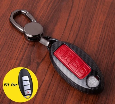 For Infiniti Nissan Accessories Car Remote Key Fob Cover Carbon Case Keychains - Image 1 of 3