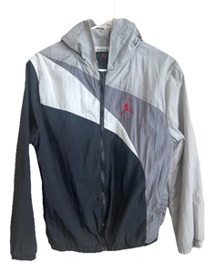 Nike Air Jordan Windbreaker Jacket Boys 12-13 Years Size Large Black White Gray - Picture 1 of 4