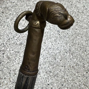Preußischer Krieg Eisen Messing Holz Stab Hundekopf Benin Fon Zeremonien Prestige Stab - Bild 1 von 12