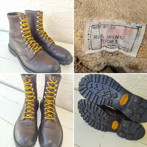 Vintage Red Wing USA Boots Lace-Up Leather , Vibram Soles/ Treads (Poss/ sz 8.5) - Picture 1 of 19