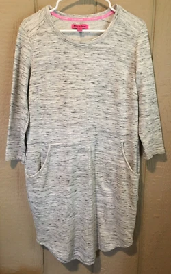 Betsey Johnson Vestido de Salón Terry Tejido Sudadera Mujer Gris Medio Bolsillos L/S Foto 1 de 4
