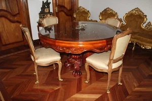 One-of-a-Kind Chippendale Circular Mahogany Dining Table - Hand-Carved - Picture 1 of 11