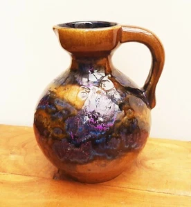 Mid Century MAREI Keramik WGP Lava Jug 4301 Purple Blue Caramel Brazilian - Picture 1 of 9