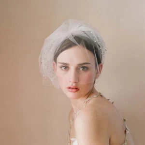 Braut Accessoires schlicht weiß Vogelkäfig Schleier schlicht Tüll Hochzeit Netz Rouge - Bild 1 von 7