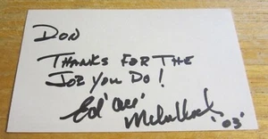 Tarjeta de índice firmada autografiada por el conductor Ed "Ace" McCulloch 3X5 NHRA Drag Racing Salón de la fama - Imagen 1 de 3