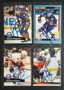 Lote de 4 tarjetas Pierre Turgeon FIRMADAS autografiadas autografiadas NY Islanders Sabres - Imagen 1 de 1