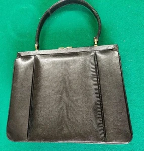 Borsa da donna in vera pelle di rettile con manico e scomparti, stile anni 70 - Foto 1 di 6