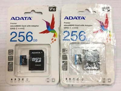 LOTE 2X ADATA 256GB Premier microSDXC UHS-I Clase V10 A1 Tarjeta de Memoria con Adaptador SD Foto 1 de 2