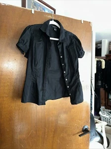 Banana Republic Damen Kurzarm schwarz Knopfleiste Hemd Bluse LP - Bild 1 von 14