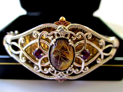 PULSERA MICHAEL VALITUTTI NH PLATA ESTERLINA ORO AMATISTA RUTILADA Foto 1 de 4