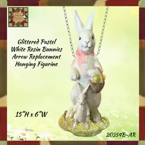 Glittered White Resin Bunnies Arrow Replacement Hanging Sign K&K Interiors - Picture 1 of 3