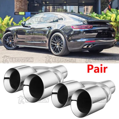 2.5" inlet 3.5" outlet Dual Exhaust Tip Stainless Steel For Porsche Panamera - Image 1 of 4
