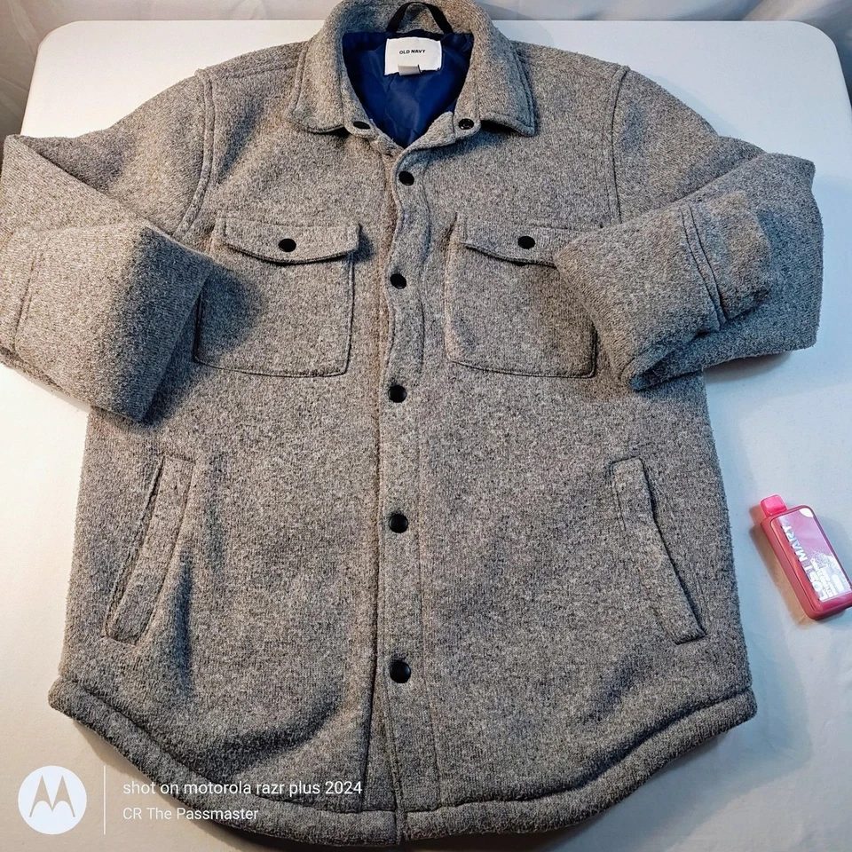 Old Navy Heather Grey Fleece Shacket Size US M - Image 1 of 4