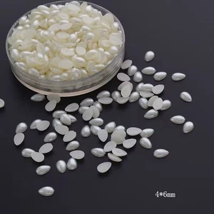 1000 Ivory TearDrop Half Pearl Bead Flat Back Cabachons Gem 4X6mm Scrapbook - Picture 1 of 7