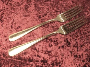 GOLDEN RIBBON EDGE 2 Dinner Forks Gorham Aureate Stainless Korea - Picture 1 of 3