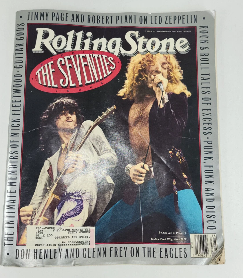 Rolling Stone Magazine Sept 20 1990 The Seventies Page Plant Eagles (5.5) FINE– - Image 1 of 4