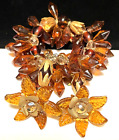 Miriam Haskell Rare Vintage Gilt Amber Glass Dangle Wrap Bracelet Unsigned A25