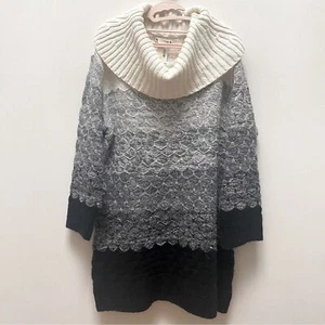 Ruff Hewn Cowl Neck Sweater Cream Grey Black Women's Size 1X - Picture 1 of 7