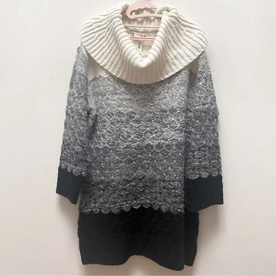 Suéter cuello capucha tallado con volantes gris crema negro para mujer talla 1X Foto 1 de 4