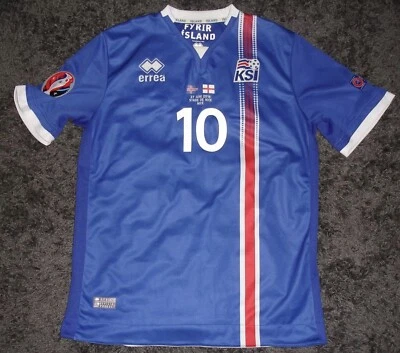 EURO 2016 ICELAND HOME SHIRT On Pitch Jersey Kit June 27 England #10 Sigurdsson - Image 1 of 4