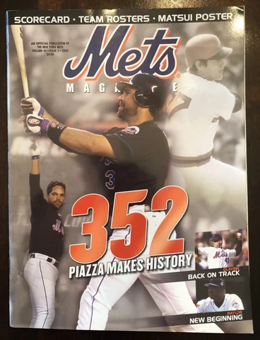 Rare 2004 Mets Magazine -Vol. 43 Issue 2- 352 Piazza Makes History Matsui Poster Cover
