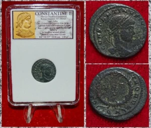 Antigua Moneda Imperio Romano CONSTANTINO II Corona "Nuestros Césares" Tesalónica Casa de la Moneda - Imagen 1 de 4