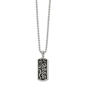 Stainless Steel Polished Enameled Dog Tag 22 inch Necklace - Picture 1 of 2