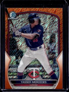 2023 Bowman Chrome Yasser Mercedes Prospect Orange Shimmer Refractor #10/25