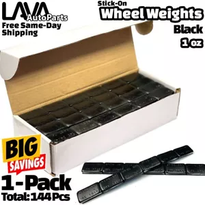 1 Box 1 oz Black Wheel Weights Stick-on Adhesive Tape Total 144 Pcs Lead-Free - Picture 1 of 3