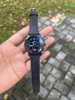 Reloj MICHELE Hombre Negro Noir Cronógrafo Correa Goma Foto 1 de 4