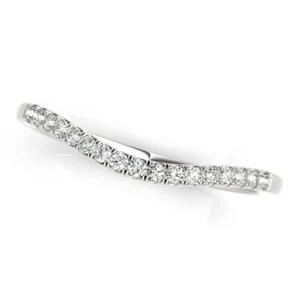 14k White Gold Soft Curved Diamond Wedding Band (1/8 cttw) - Picture 1 of 1