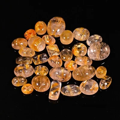 GOLDEN RUTILE QUARTZ CABOCHON GOLDEN RUTILE GEMSTONE LOT ON WHLOESALE PRICE - Image 1 of 4