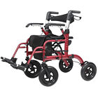 10 Zoll Deluxe ELERKER Rollator Walker 2 in 1 Medizinische Hilfe Transport Stuhl Rollstuhl