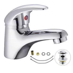 Cloakroom Basin Mixer Tap Chrome Basin Sink Mono Bathroom + Fixings + Waste - Picture 1 of 19