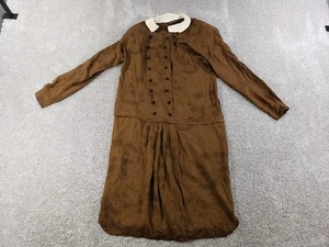 Louis Feraud Womens Dress 14 Brown Double Breasted Collared Long Sleeve Silk - Picture 1 of 17
